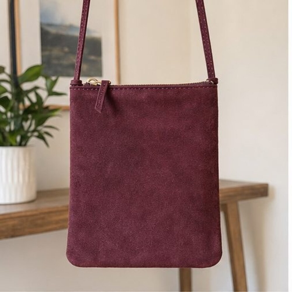 Burgundy Suede Crossbody Bag